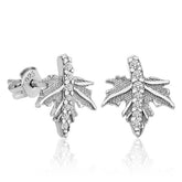 Boucles d'oreilles femme feuille d'avion en argent